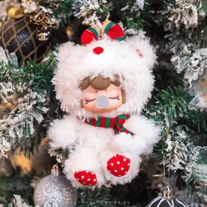 Nanci Christmas Bear Limited Edition Plush Pendant with Festive Red Polka Dot Paws and Scarf Design