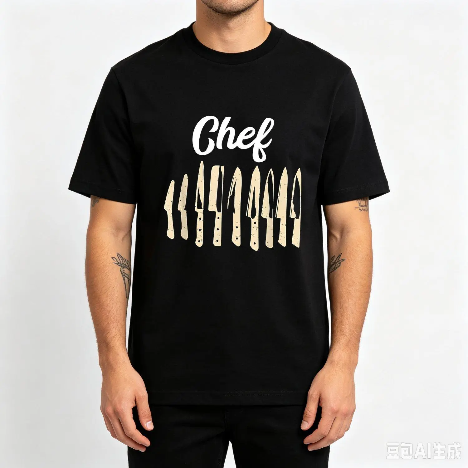 Chef Knives Graphic Short Sleeve Tee Regular Fit Black Casual Culinary Apparel for Cooking Enthusiasts Gifts Casual Shirt Casual Style Tee
