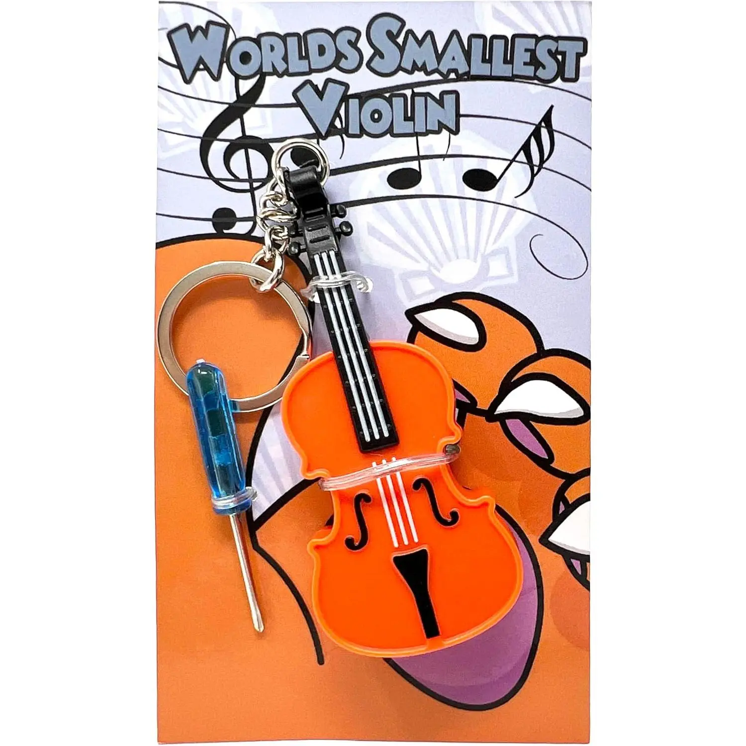 Original World's Smallest Violin Toy Keychain With Playable Sad Music - Tiny Mini Violin Keychain with SoundGift..