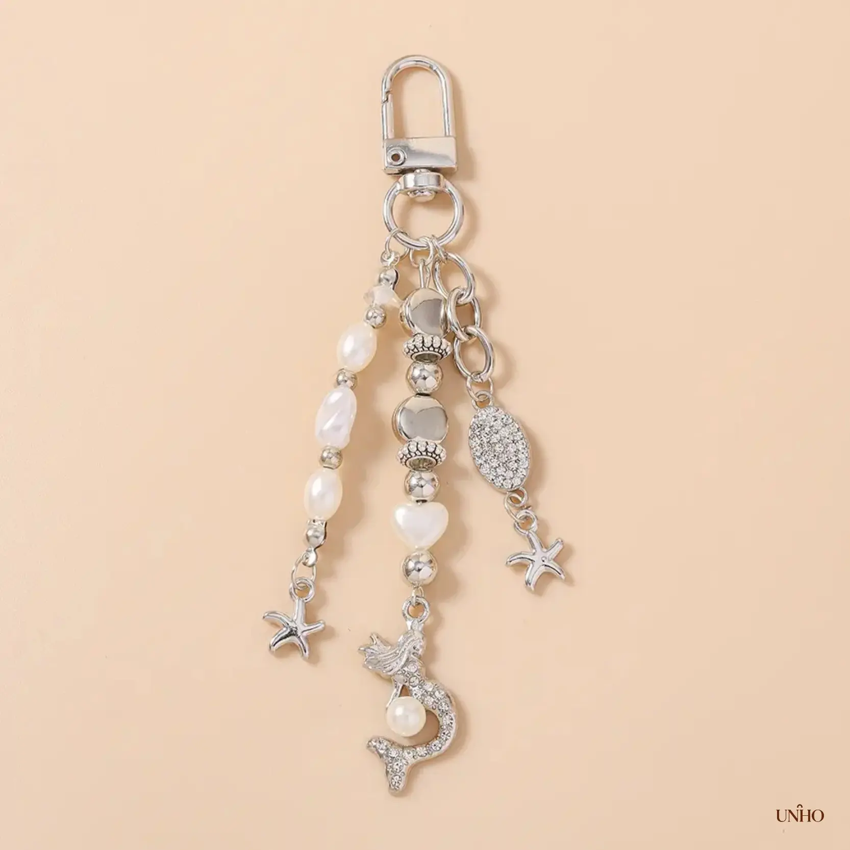 New Swan Mermaid Key Ring Bag Charm, Heart Starfish Seashell Marine Pendant, Versatile Decor Accessory For Sports Outdoor Backpacks Handbags And Daily Keys Styling