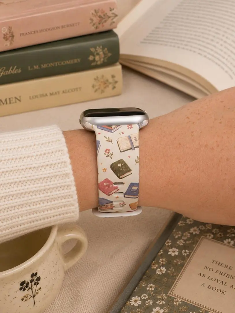 Book Lover Watch Band | Compatible with Apple & Samsung Watches | Floral Reading Theme