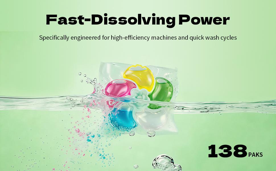 Z-Solicare-Fresh Freesia 6 in 1 Stain Fighting Odor Eliminating Ocean Breeze 138 Paks Multi-Chamber HE Compatible Laundry Detergent Pods for All Washing Machines