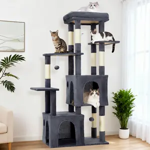 OUTGOODS Sturdy Cat Tree Tower for Large Indoor Cats & Maine Coons – 61" Multi-Level Modern Cat Furniture with Extra-Large Perch, 2 Spacious Condos, Sisal Scratching Posts, Interactive Toys, Versatile Playground