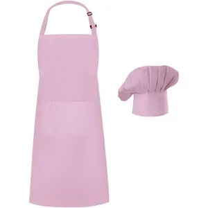 Chef Apron Hat Set, Chef Hat and Kitchen Adult Adjustable Baker Costume Apron for Men and Women Father's  ()