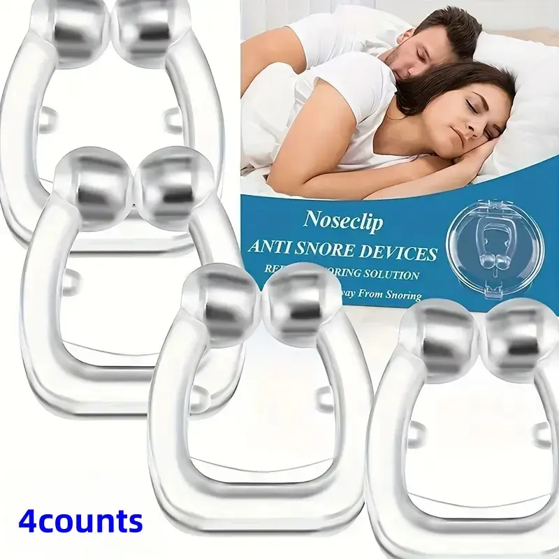 Silicone Magnetic Anti Snore Nose Clip, 4/8 Counts Sleep Tray, Comfortable Active Nasal Aid To Relieve Snoring, Snoring Relief, Stop Snoring Nose Clip for Men and Women