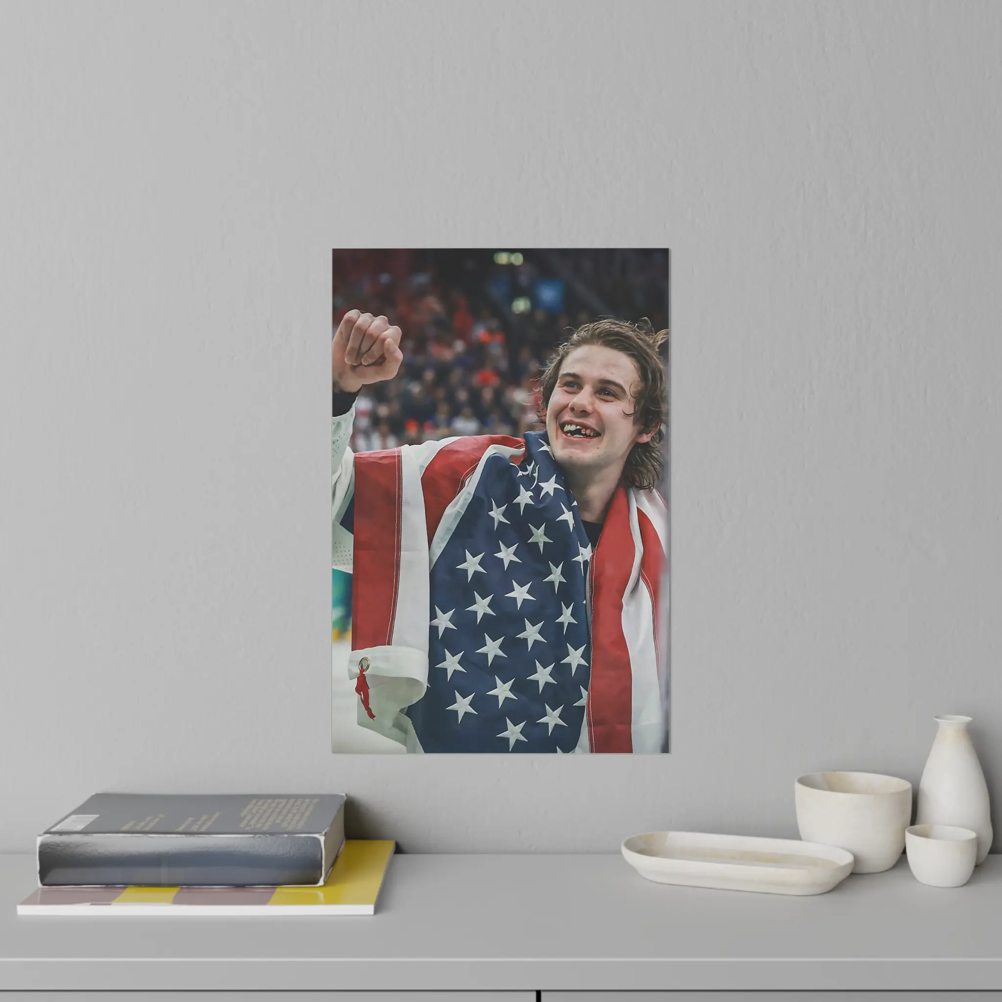 [Poster No Frame many option] Team USA Hockey Gold Poster, Jack Hughes Poster, Gift for fan, gift for hockey Lover