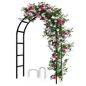94" Metal Garden Arch Trellis for Climbing Plants Outdoor, Garden Arbors and Arches, Wedding Arch Frame Archway for Balloons Pumpkin Vines Halloween Christmas Party Decoration, Black