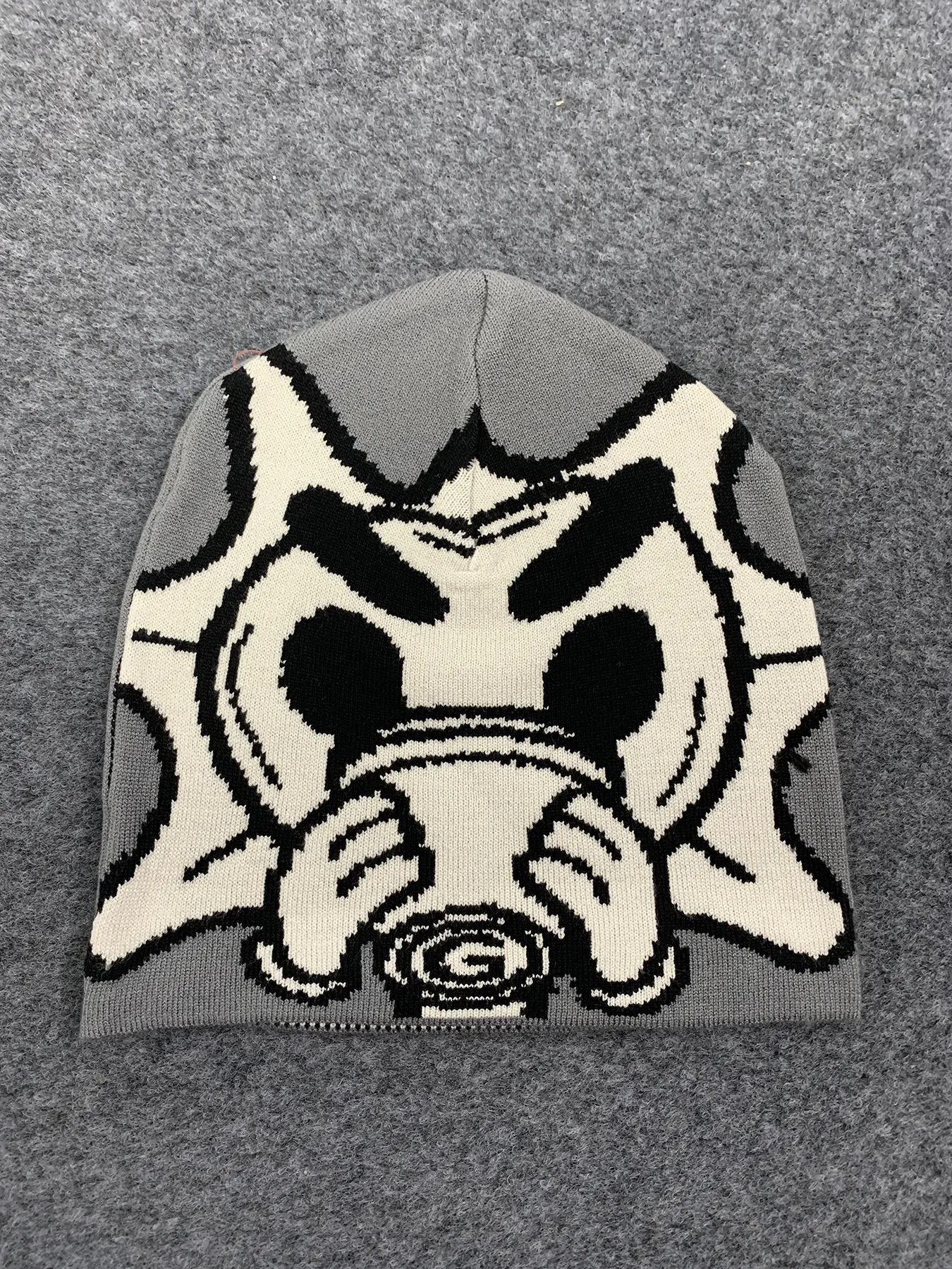 Y2K new style personality trend fashion jacquard knitted hat autumn and winter cold protection warm wool hat 2025, Halloween, All Seasons Wear, Fitted Construction, Unique Pattern, Beanie Fitted, Casual Trendy Hat