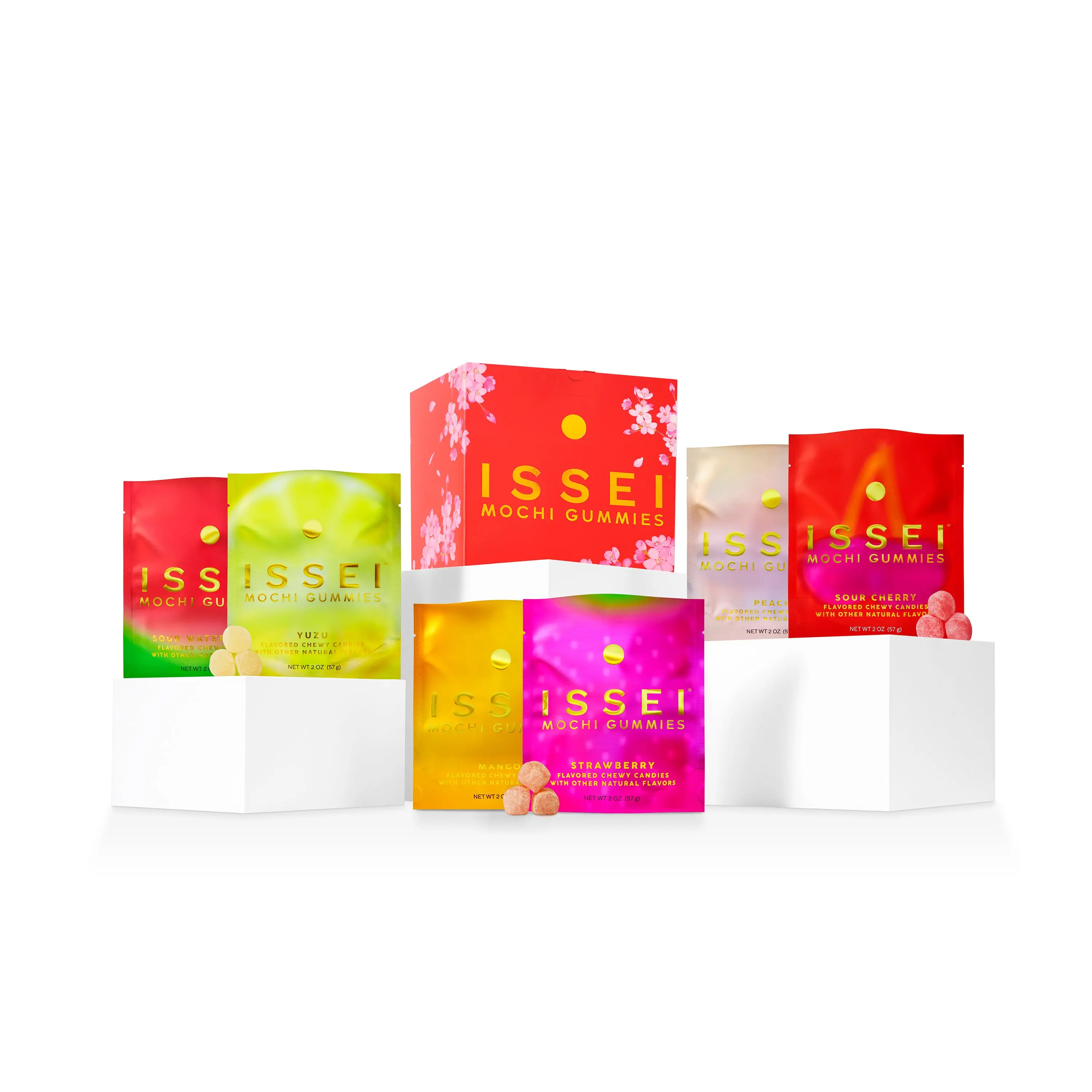 The Red Blossom Box (6-Pack 2 oz Variety) | Issei Mochi Gummies | Soft & Chewy | Award Winning | Gelatin-Free, Non-GMO, Gluten-Free, Plant-Based, Dye-Free | Delicious Snack | 2 Oz (6 Pack, Variety Box)