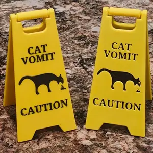 1pc Single Cat Vomit Notice, Cautionary Cat Sign Decoration Gift, Humorous Cat Gift, Desk Decoration With Cat Vomit Sign, Amusing Cat Sign Decoration, Top Gifts For Cat Enthusiasts, Desk Signage Decoration