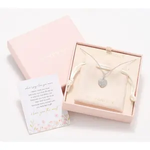 Diamonique Sterling Silver Puffy Pave Heart Necklace with Gift Box