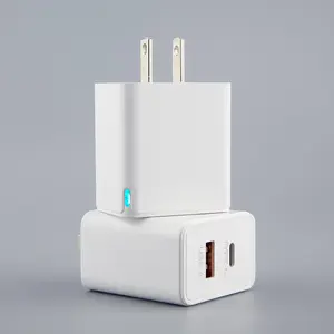 20W Dual-Port PD Fast Charger, Dual Charge Ports Universal 2 In 1 Mobile Phone Charger with USB-C & USB-A Compatible with iPhone, Samsung, Android, Tablet, Mobile Phone