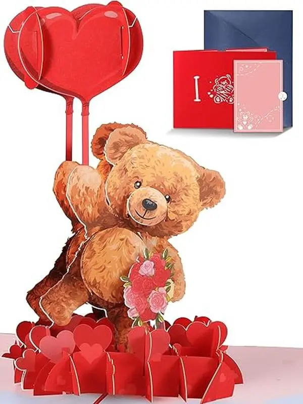Pop Up Valentines Day Card, Anniversary Cards for Wife Husband Him Her Boyfriend Girlfriend Couple Parents - I Love You 3D Happy Anniversary Wedding Valentine Cards