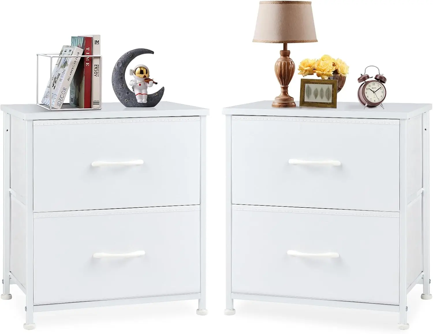 Nightstand with 2 Fabric Drawers, Small Dresser, Side Table, End Table, Bedside Table, Night Stands, Small Nightstand, Bedroom