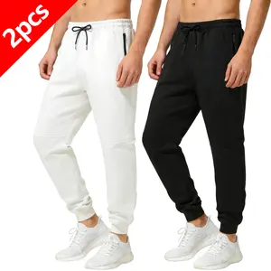 Men's Athletic Joggers Pants 2pcs Regular Fit Elastic Drawstring Waist Zippered Pockets Ankle Cuffs Suitable for All Seasons Gym Daily Leisure Outdoor Activities - Menswear
