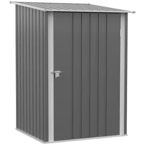 Outsunny 3.3' x 3.4' Outdoor Storage Shed, Metal Garden Tool House with Sloping Roof and Lockable Door for Backyard, Bike, Patio, Garage, Lawn, Gray