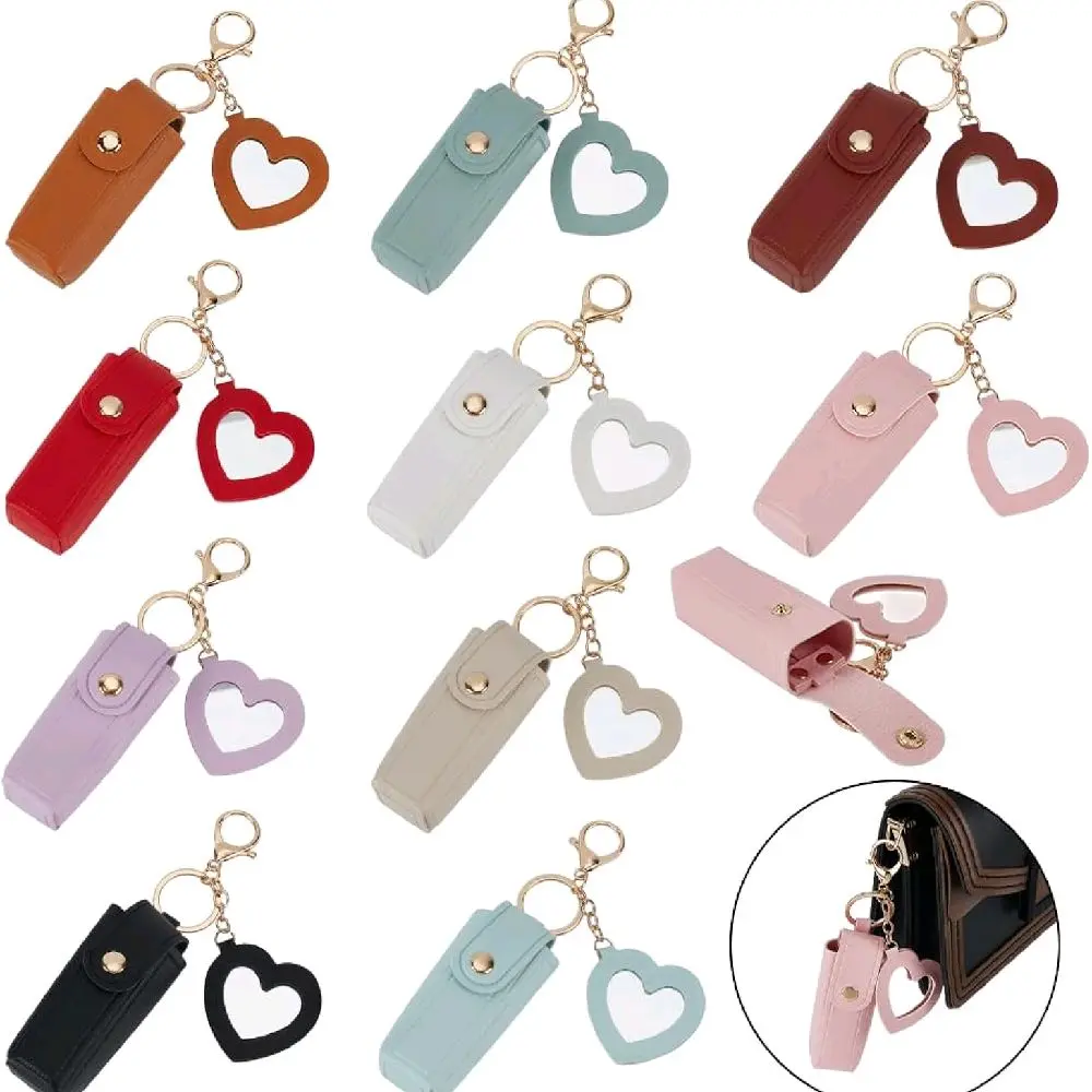 Lip Oil Keychain Holder with Heart Charm in Assorted Colors for Easy Access and Stylish Storage in Multiple Vibrant Options