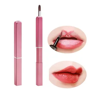 Lip Brush Applicators, Exquisite Retractable Lipstick Brushes for Women, Portable Lipstick Gloss Makeup Brush Tool for Girls (Pink)