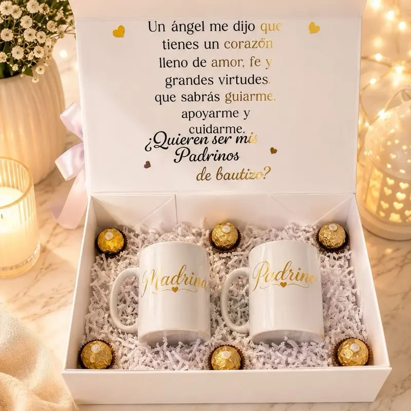 Caja De Padrinos De Bautizo Personalizada
