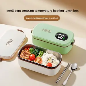 Portable Electric Lunch Box for Office - No Water Needed Heating & Steaming Container, Essential Personal Meal Prep Kit for Hot Food On-the-Go with Plug-in Heating.