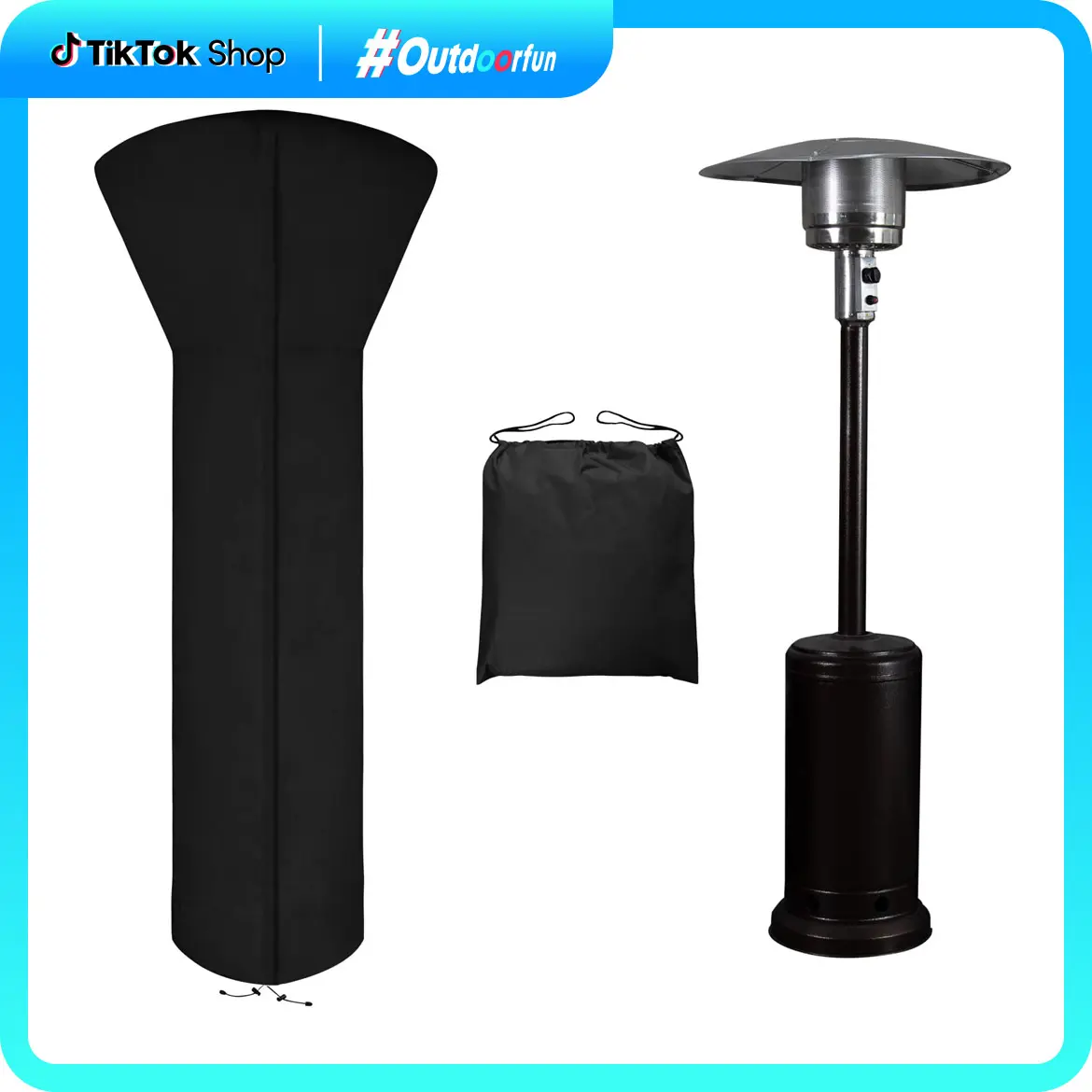 【SummerVibes】Easy-Going Stand-Up Patio Heater Cover with Zipper and Storage Bag, Waterproof, Dustproof, UV-Resistant, Wind-Resistant Home Dust Cover