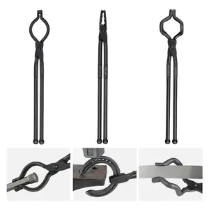 VEVOR Blacksmith Tongs, 18 Wolf Jaw Tongs, Carbon Steel Forge Tongs with A3 Steel Rivets, for Horseshoes, Curved Shapes, Block Forgings, for Beginner and Seasoned Blacksmiths and Bladesmiths
