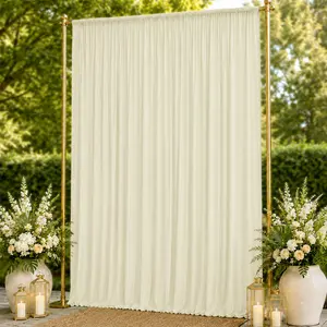 10ft x 14ft Spandex Backdrop Curtain Ivory, 4-Way Stretch Wrinkle-Free Photo Booth Backdrop with Rod Pockets for Wedding & Events