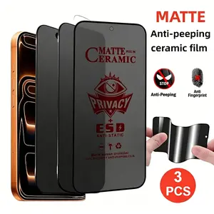 3 pcs Full Cover Matte Privacy Protective Cellphone Screen Protector For iPhone 17 Pro Max 17e 16 15 Pro 13 12 11 14 Pro Max Plus 16e Air XS X XR Anti-Spy Soft Film