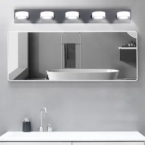 37" Modern 5-Light LED Vanity Light, Sleek Black Bathroom Wall Light Fixture for Mirror, Shower, and Bathroom Decor
