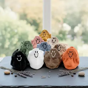 10pcs Cute Face Ankle Socks for Women - Soft & Comfortable Low-Cut Design, Smiling Face Pattern, Assorted Colors (Black, Pink, Brown, Green, Beige, White) - Perfect for Everyday Fashion, Cute Socks Womenswear