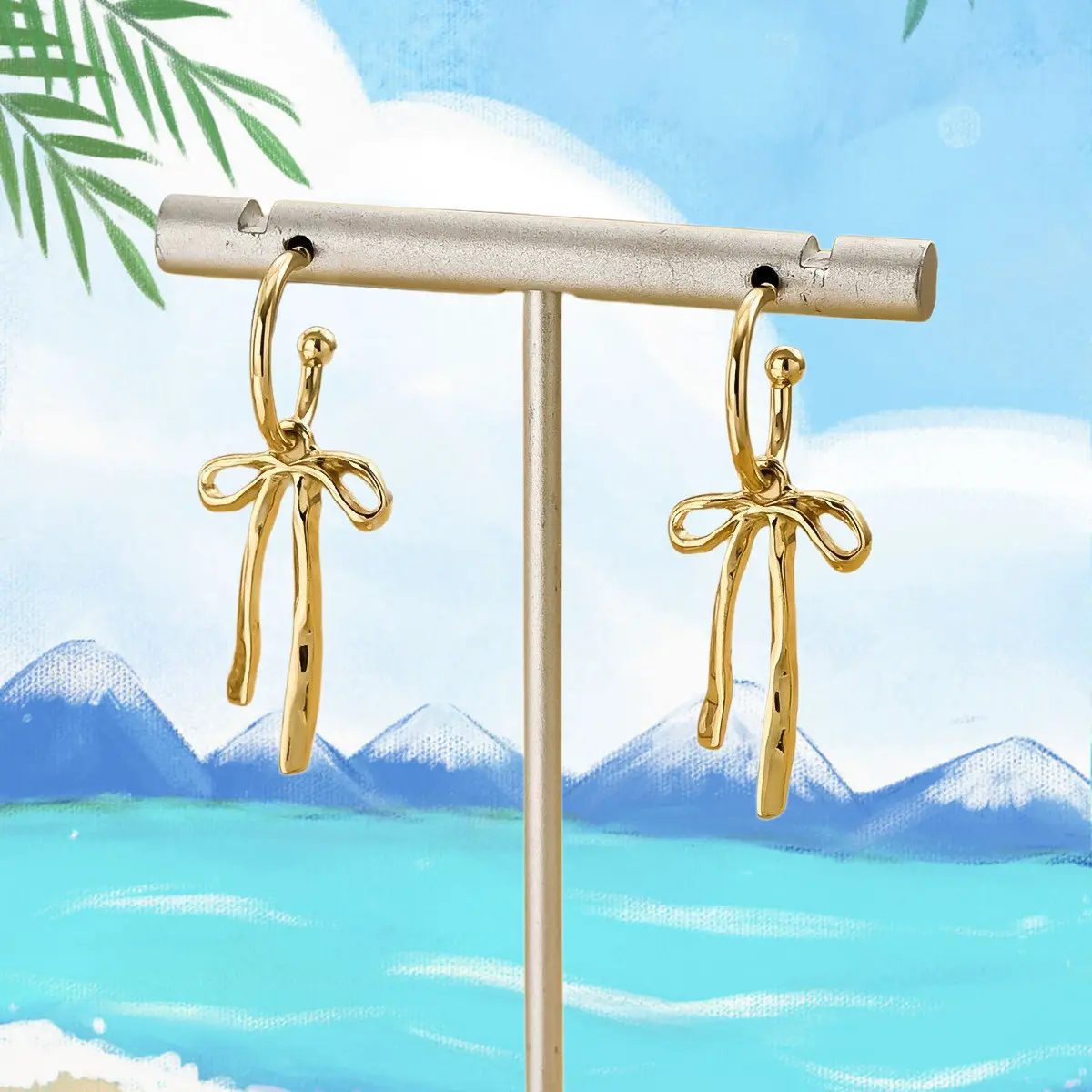 Gold Bow Earrings for Women, Cute Bow Stud Earring Dainty for Women Jewelry Gift