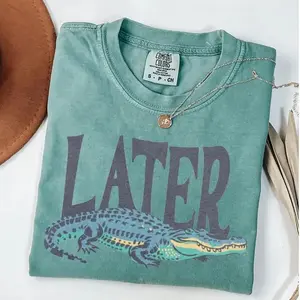 Comfort Color Later Gator T- Shirt, Vintage 90s Style Shirt,4th Of July shirt, Funny Graphic Alligator Tee, Gift For Him Or Her, Funny Mama Shirt, Mother Day Gift Top Womenswear Fitted Summer Tshirt