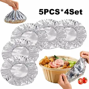 Reusable Aluminum Foil Food Insulation Covers – 20 Pack – Heat Retaining Tin Foil Lids for Bowls, Plates & Containers, Keep Food Warm, Kitchen Food Storage Covers