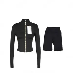 Women's Full-Zip Fitness Sets - Breathable Sportswear for Yoga, Running with logo