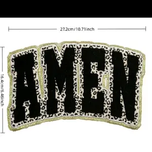 Amen Chenille Patch - Black Lettering with Gold Accents, 27.2cm x 10.71inch, 16.5cm x 6.7inch, Unique Design