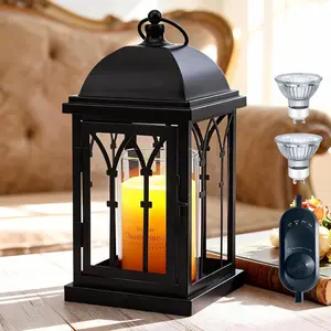 Candle Warmer Lamp with Timer,Dimmable Electric Large Candle Warmer Lantern for Jar Candles, Enclosed Candle Lamp Warmer for  Pet Family-Black