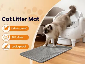 Cat litter mat, 22 x 15.7 inches, waterproof, dual-layer honeycomb design for effective litter trapping, slip-resistant mat
