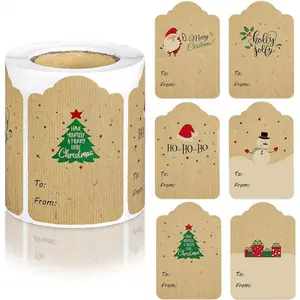 300PCS Personalized Kraft Paper Christmas Gift Tags & Self-Adhesive Label Stickers — Write Names, Wrap Gifts & Decorate Easily,Cute Tree & Elk Designs, Perfect for DIY Gift Wrapping, Navidad Decor, Parties & Unique Holiday Touches