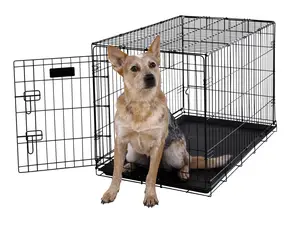 Hollywood Feed Dog Crate 36in - Folding Lightweight Metal Kennel, removable plastic tray is easy to clean, Dog Kennels Outdoor and Indoor, Fencing Enclosure Crates - Single Door