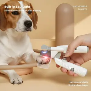 [LED Pet Nail Clippers]  LED Pet Nail Clippers - Cat and Dog Nail Scissors with File and Anti-Nail Splash