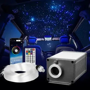 VEVOR Starlight Headliner Kit, 550 pcs 0.03 in 9.8 ft, 16W Twinkle Fiber Optic Star Ceiling Lights for Car, Bluetooth APP, Remote Control, Sound Activated, RGBW Light Engine, for Home Bed Room Decor