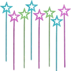 Metallic Star Princess Wands for Kids - Pack of 12 - Magic Fairy Wands in 3 Vibrant Colors, Princess Party Birthday Favors, Costume Accessories for Boys and Girls, 14"
