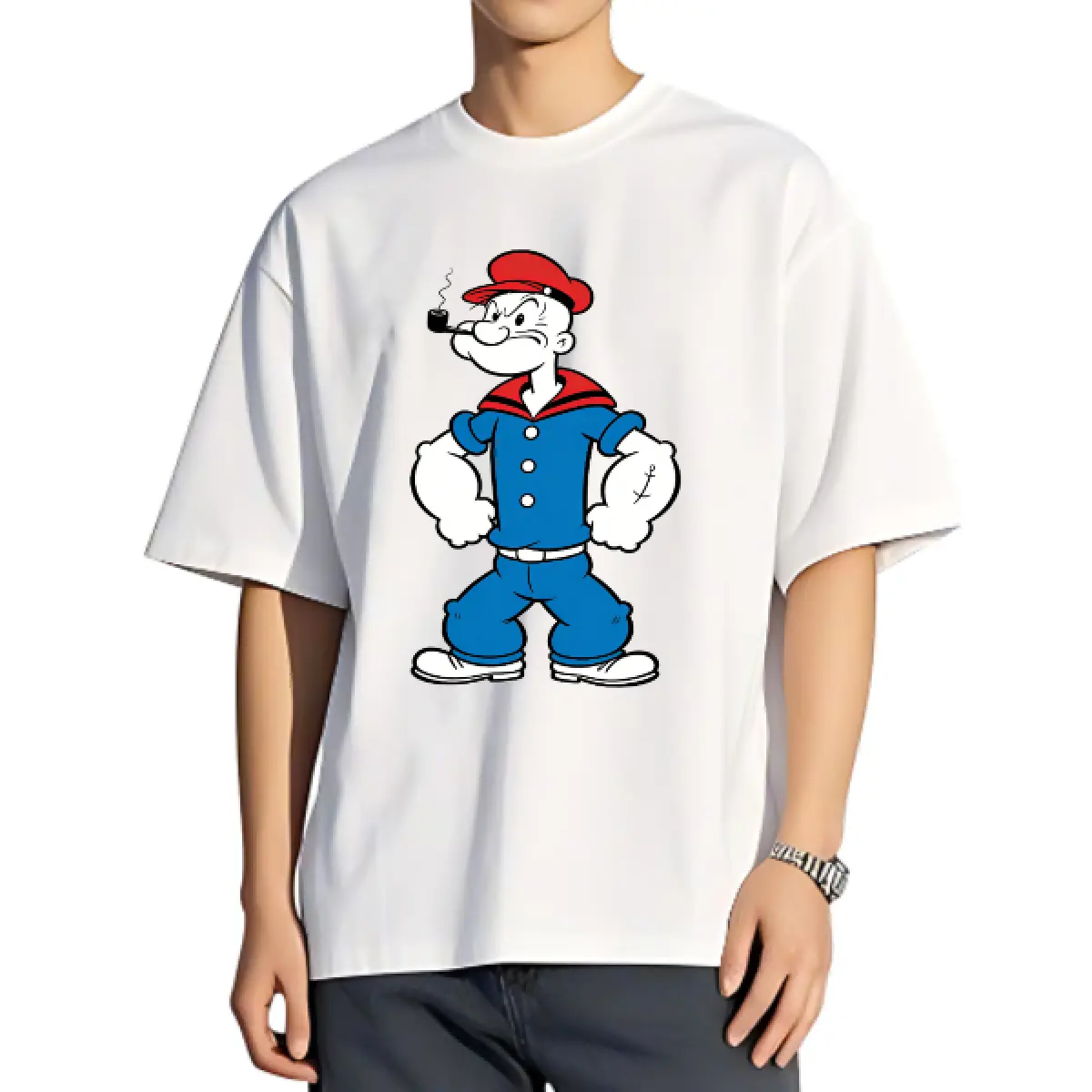 Vintage Popeye the Sailor Man cotton tee#VintageTee#PublicDomainArt#RetroFashion