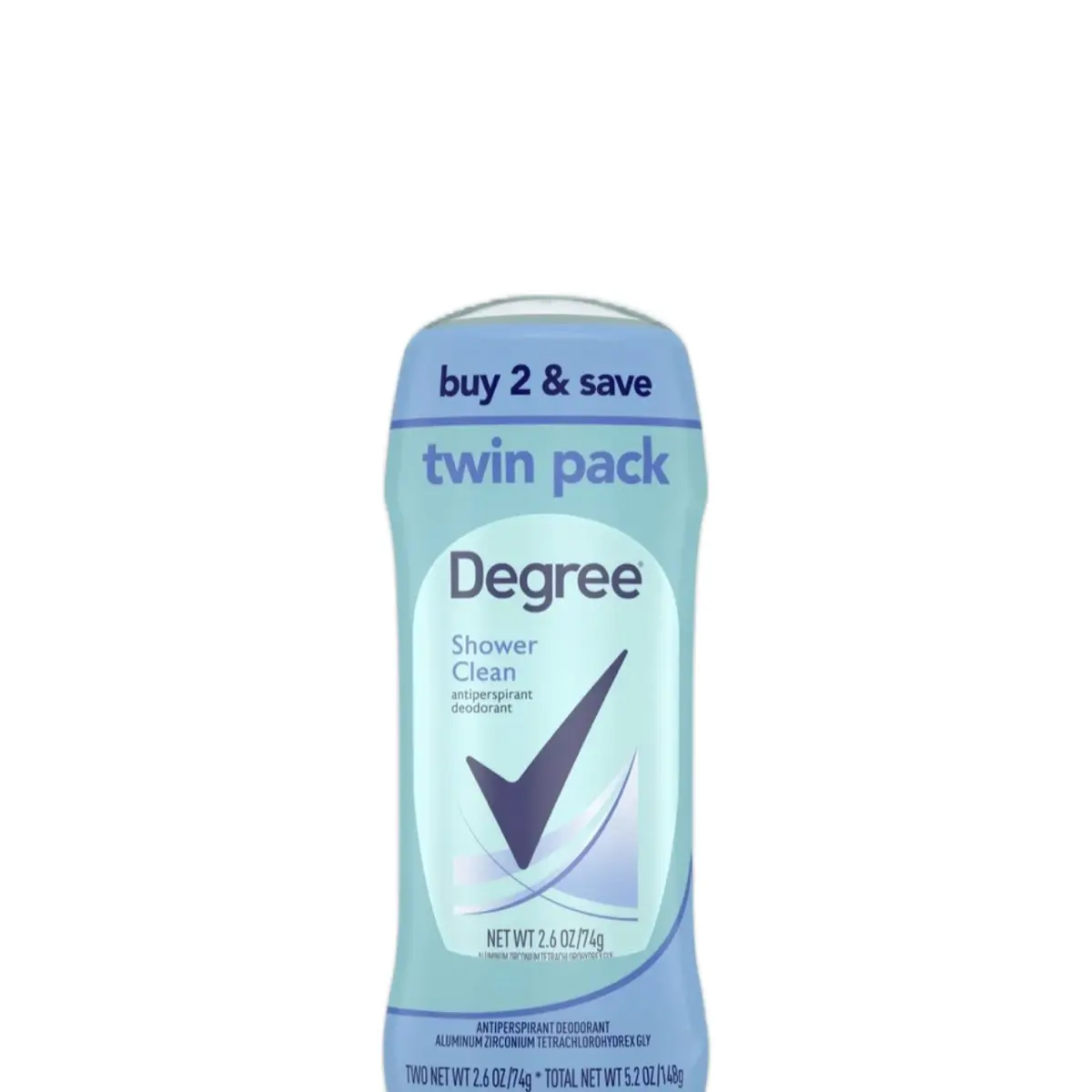 Degree Shower Clean Antiperspirant Deodorant Stick, Effective Deodorizer for Underarm Care, 2.6 oz Travel Size (2 Pack)