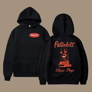 Peterbilt Hoodie – Class Pays Semi Truck Graphic Pullover, Retro Highway Hauler Sweatshirt, Unisex Trucker Outfit