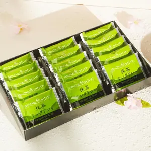 NIKKO SHOKUHIN Matcha Langue de Chat Cookies Gift Box - 15 pcs Japanese Green Tea Cat Tongue Biscuits, Premium Assortment for Gifting