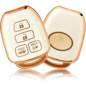 Key Fob Cover for Toyota, Car Key Case for Toyota Corolla 2014 2015 2016 2017 2018 2019 Camry 2014-2017 Tacoma 2016-2018 Car Smart Key Accessories Holder Protector, White