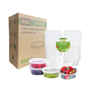 G-Box 8 oz. Microwavable Plastic Deli Container and Lid Combo Pack - 48/Case
