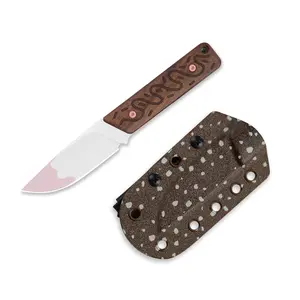 Kizer Multi-tool Knife Smolt AEB-L Wood Handle 1063A8 Super Sharp Stainless Steel Halloween Chocolate Sheath