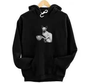 Coffee Hairless Sphynx Cat Monochrome Hoodie, Sweatshirt, T-Shirt